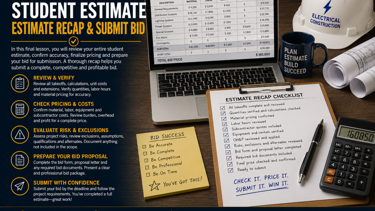 Lesson 20: Student Estimate – Estimate Recap & Submit Bid