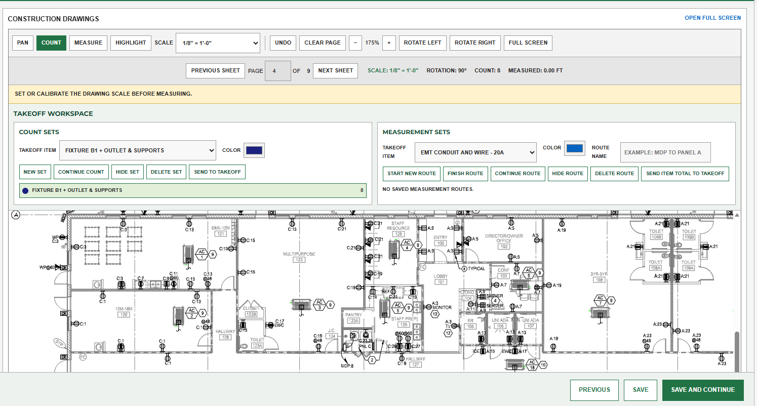 iBidElectric online classroom plan viewer and electrical estimating examination